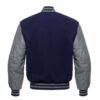 Varsity Jacket Navy Blue Wool Body Grey Leather Sleeves Varsity Jacket