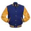 Varsity Jacket Royal Wool Body Gold Leather Sleeves Varsity Jacket