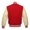 Varsity Jacket Scarlet Red Wool Body Natural Leather Sleeves Varsity Jacket