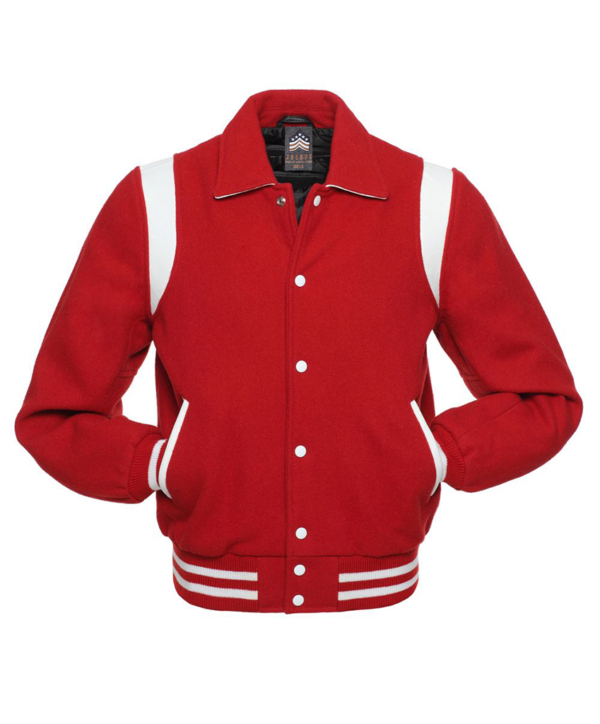 Letterman Jacket Retro Red Wool Body Leather Sleeves Varsity Jacket